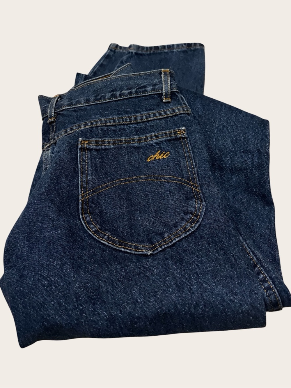 VINTAGE Chic Jeans Women’s 14 Tall Dark Wash High Rise Mom Jeans Made USA